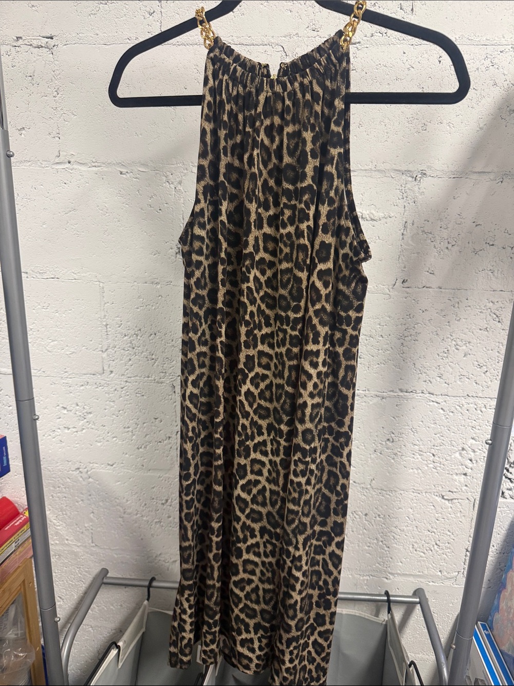 Leopard Print Dress with Gold Chain Straps - MICHAEL KORS Dress - Size Small